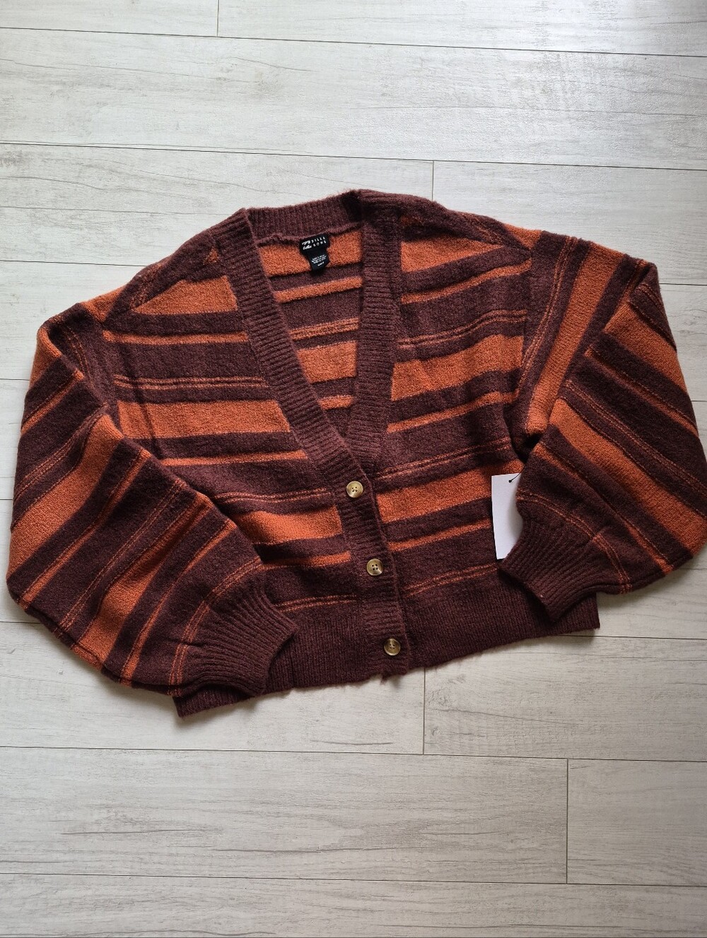 BILLABONG NEW Something About It Stripe Crop Cardigan Sweater